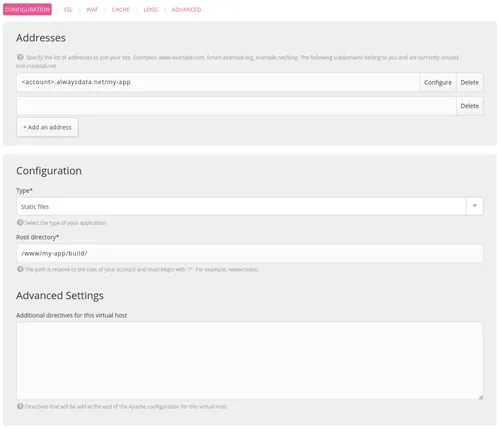 Creating the "Static Files" website