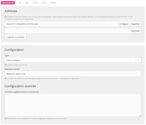 Création du site « Fichiers statiques »