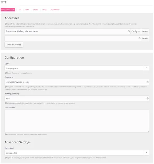 WebSocket Site (Python)