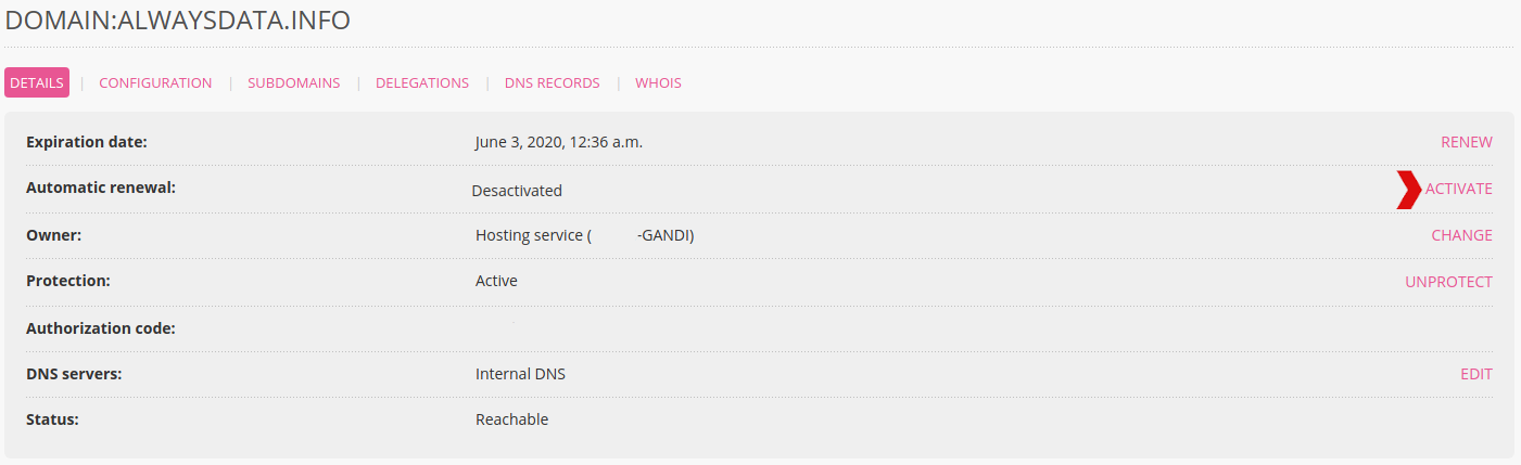 Configure automatic renewal for one domain