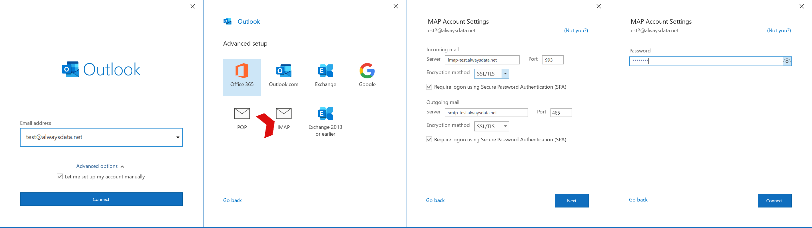 Outlook: add an account