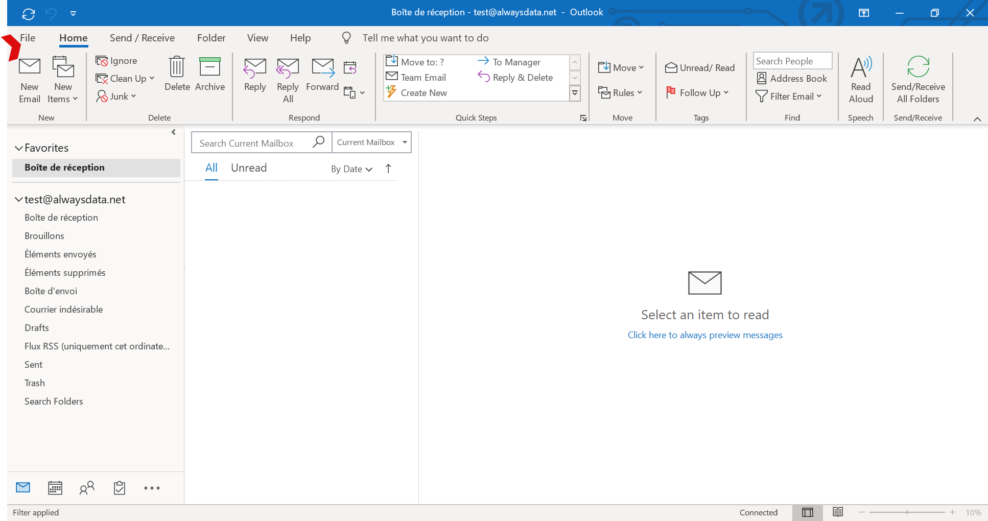Outlook: e-mail interface