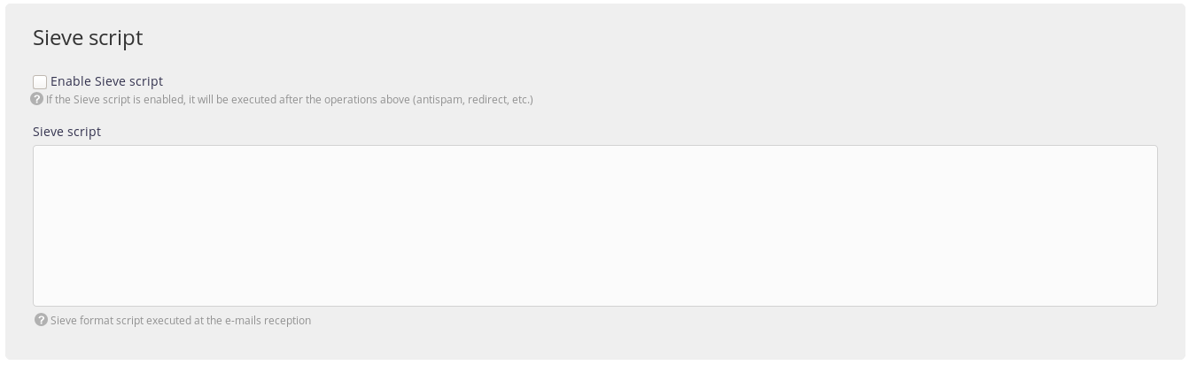 Administration interface: E-mails - Script Sieve