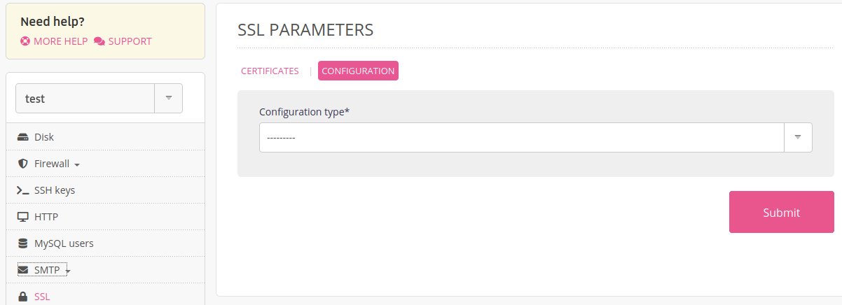 Admin interface: configure TLS at the server level