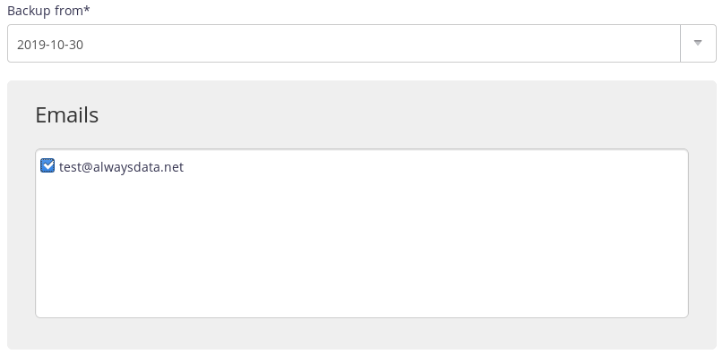 Administration interface: restore backups - step 2