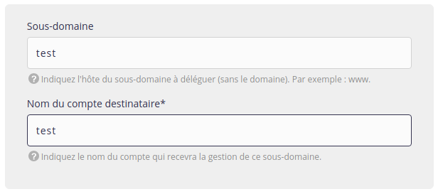 Ajout d'une délégation : formulaire