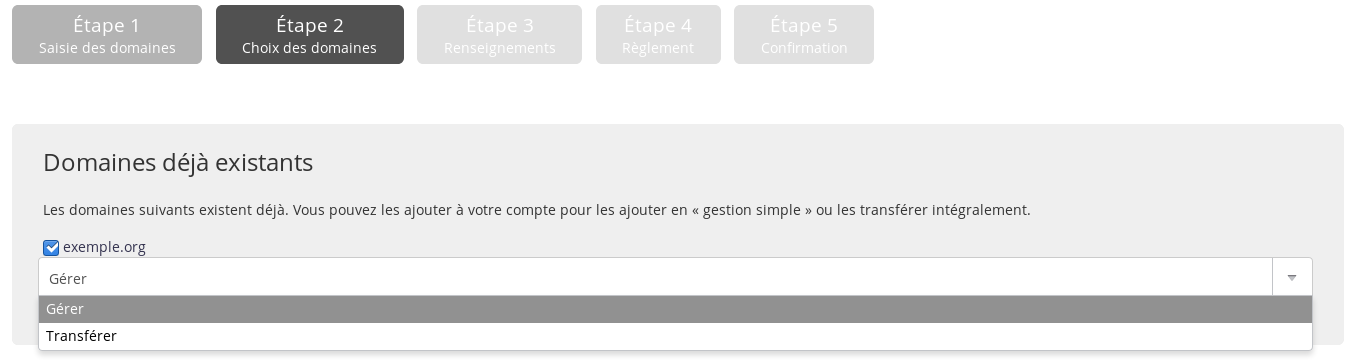 Interface d'administration : étape 2