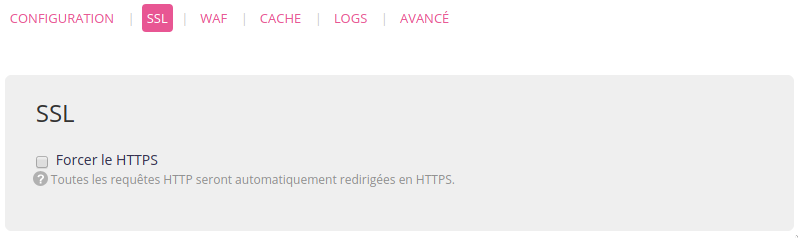 Modifier un site : SSL