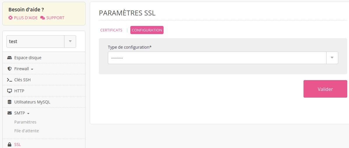 Interface d'administration : configurer TLS au niveau serveur