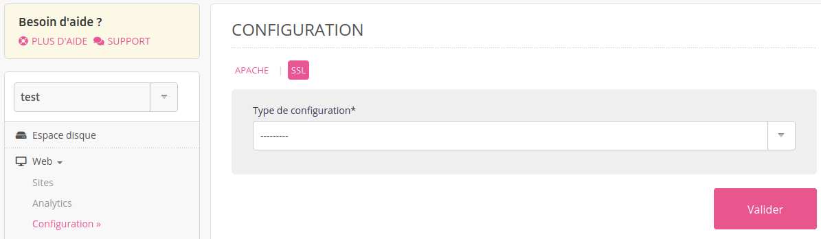 Interface d'administration : configurer TLS au niveau compte