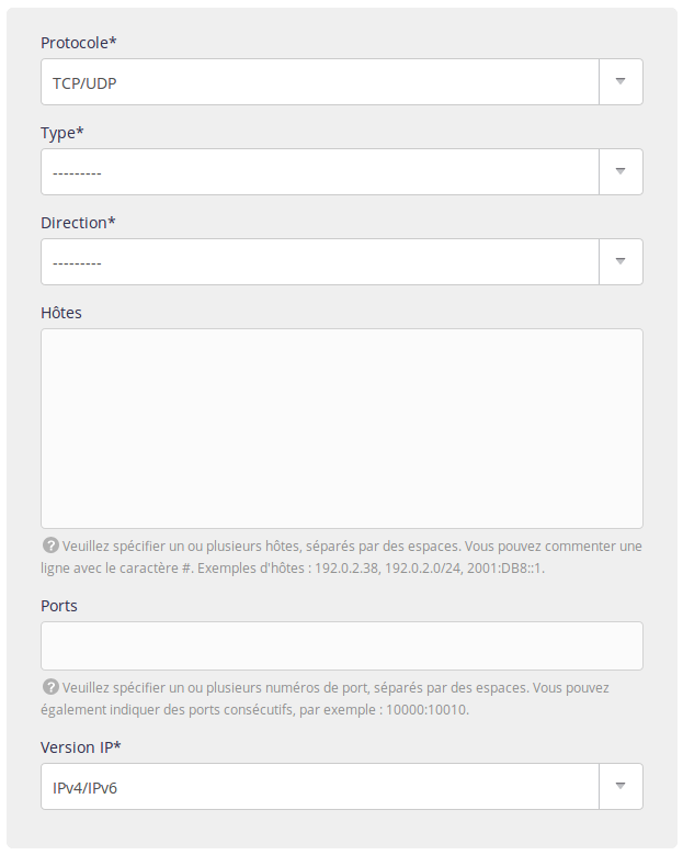 Interface d'administration : ajouter une règle